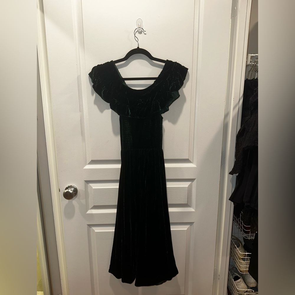 Hill House Green Velvet Nap Dress